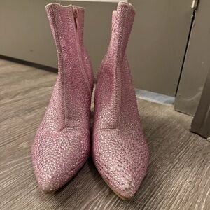 Forever 21 Glitter Pink Crystal Pointed Ankle Boots
